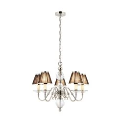 Interiors 1900 UL1PNSHB-CA20P5N New Classics Tilburg Nickel 5Lt Pendant & Black Shades