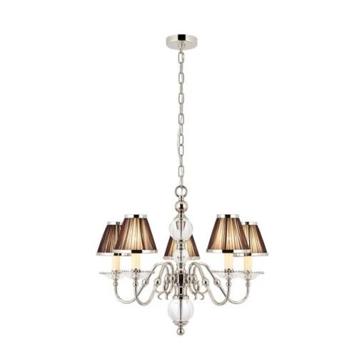 Interiors 1900 UL1PNSHB-CA20P5N New Classics Tilburg Nickel 5Lt Pendant & Black Shades -Light Haven Shop 6 6 3 63718