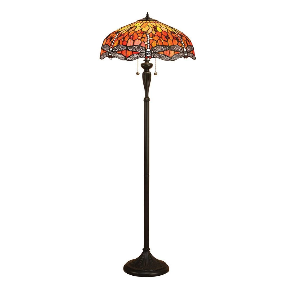 Interiors 1900 T077SH50-DK1F Tiffany Dragonfly Flame Floor Lamp 2 Interiors 1900 T077SH50-DK1F Tiffany Dragonfly Flame Floor Lamp - Image 2