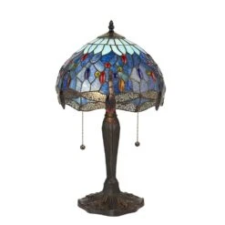 Interiors 1900 T009SH30-DB6 Tiffany Dragonfly Blue Small Table Lamp -Light Haven Shop 6 6 4 64090 2
