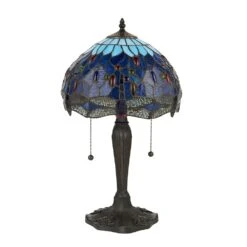 Interiors 1900 T009SH30-DB6 Tiffany Dragonfly Blue Small Table Lamp -Light Haven Shop 6 6 4 64090 7