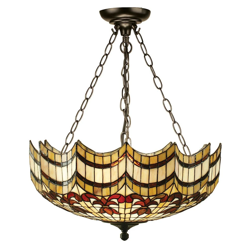 Interiors 1900 TG67SHFL-SU3C/ADJ Tiffany Vesta Large Inverted 3Lt Pendant 2 Interiors 1900 TG67SHFL-SU3C/ADJ Tiffany Vesta Large Inverted 3Lt Pendant - Image 2