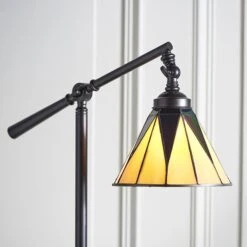 Interiors 1900 Dark Star Satin Black / Tiffany Task Floor Lamp -Light Haven Shop 7 7 4 74355 2