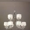 Mantra M0792/CS Akira Pendant 2 Tier 12 Light E14, Polished Chrome With Cream Shades