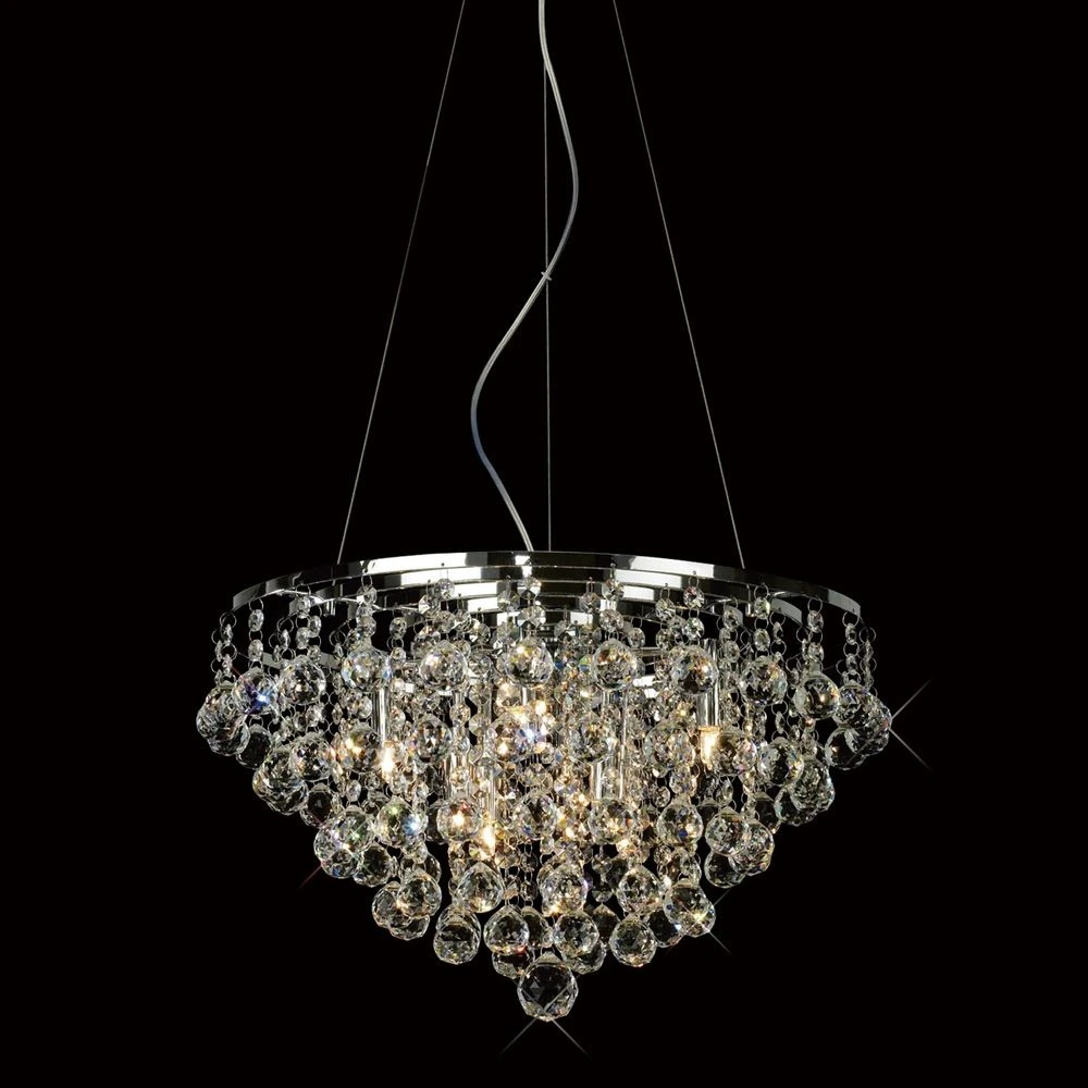 Diyas IL30015 Atla Polished Chrome / Crystal 8 Light Flush Pendant Light 1 Diyas IL30015 Atla Polished Chrome / Crystal 8 Light Flush Pendant Light