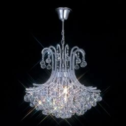 Diyas IL30017 Bask Polished Chrome / Crystal 6 Light Round Pendant Light