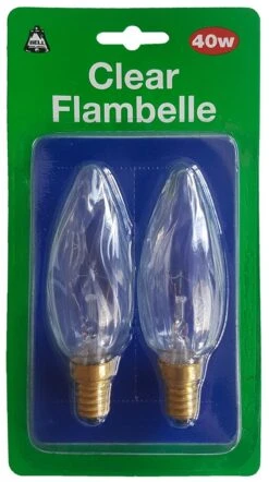 BELL 01399 40W 240V SES E14 Flambelle Clear Twisted Candles Twin Pack