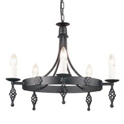 Elstead BY5 BLACK Belfry 5lt Chandelier Black