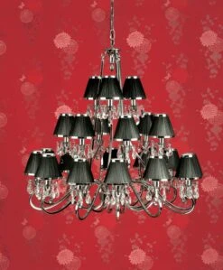 Interiors 1900 UL1PNSHB-UL1P21N New Classics Oksana Nickel 21Lt Pendant & Black Shades