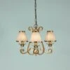 Interiors 1900 UL1PBSH-UL1P3B New Classics Oksana Antique Brass 3Lt Pendant & Beige Shades