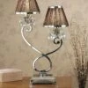 Interiors 1900 UL1TNSHC-UL1T2N New Classics Oksana Nickel Twin Table Lamp & Chocolate Shades