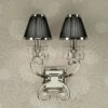 Interiors 1900 UL1PNSHB-UL1W2N New Classics Oksana Nickel Twin Wall Light & Black Shades