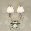 Interiors 1900 UL1PNSHW-UL1W2N New Classics Oksana Nickel Twin Wall Light & White Shades