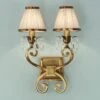 Interiors 1900 UL1PBSH-UL1W2B New Classics Oksana Antique Brass Twin Wall Light & Beige Shades