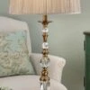 Interiors 1900 LX123SHW-LX124TB New Classics Polina Antique Brass Large Table Lamp & Beige Shade