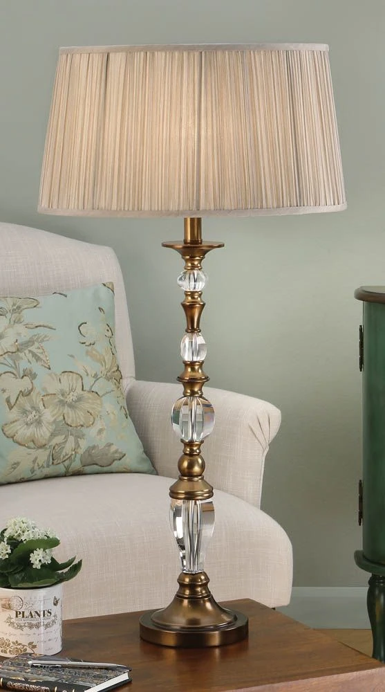 Interiors 1900 LX123SHW-LX124TB New Classics Polina Antique Brass Large Table Lamp & Beige Shade 1 Interiors 1900 LX123SHW-LX124TB New Classics Polina Antique Brass Large Table Lamp & Beige Shade