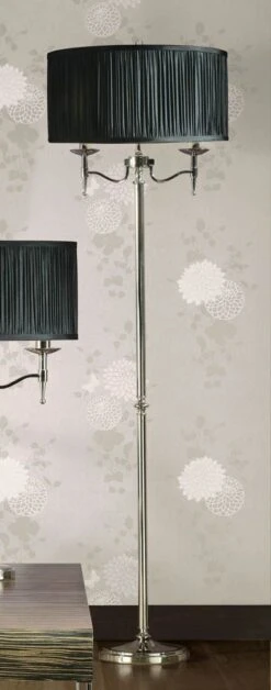 Interiors 1900 CA1FNBSH-CA1FN New Classics Stanford Nickel Floor Lamp & Black Shade
