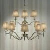 Interiors 1900 CA1SHN-CA1P12N New Classics Stanford Nickel 12Lt Pendant & Beige Shades