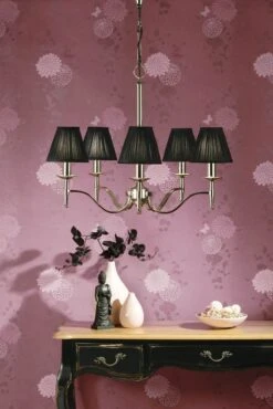 Interiors 1900 CA1BSHN-CA1P5N New Classics Stanford Nickel 5Lt Pendant & Black Shades