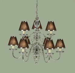 Interiors 1900 UL1PNSHC-CA20P9N New Classics Tilburg Nickel 9Lt Pendant & Chocolate Shades