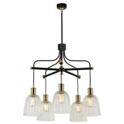 Elstead DOUILLE5 BPB Douille Black / Polished Brass 5 Light Chandelier Light (glass Not Included)