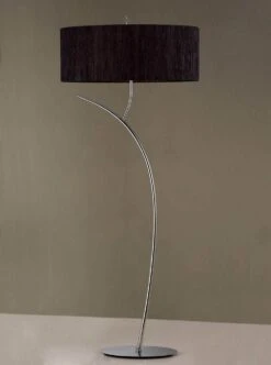 Mantra M1139/BS Eve Floor Lamp 2 Light E27, Polished Chrome With Black Oval Shade