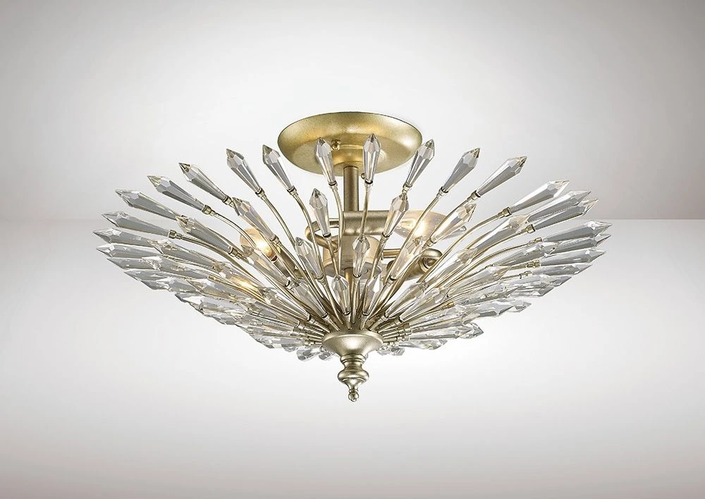 Diyas IL31671 Fay Aged Gold/Silver/Crystal 3 Light E14 Semi Ceiling Light 1 Diyas IL31671 Fay Aged Gold/Silver/Crystal 3 Light E14 Semi Ceiling Light