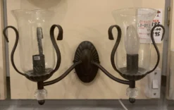 EGLO Bronze Traditional Double Wall Light With Seeded Clear Glass Shades