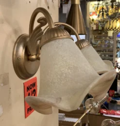 Elstead Lighting 2 Light Wall Light Florence Antique Gold Flared Glass Shades -Light Haven Shop i i m img 0407 scaled