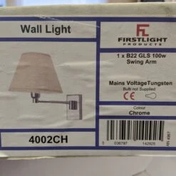 Firstlight 4002CH Chrome Swing Arm Wall Light With Fabric Shade