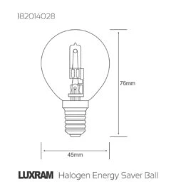 Luxram 28W=37W SES/E14 370lm Round Clear 45mm Light Bulb, Dimmable, Warm White 5 Luxram 28W=37W SES/E14 370lm Round Clear 45mm Light Bulb, Dimmable, Warm White -Light Haven Shop l l d ld 182014028