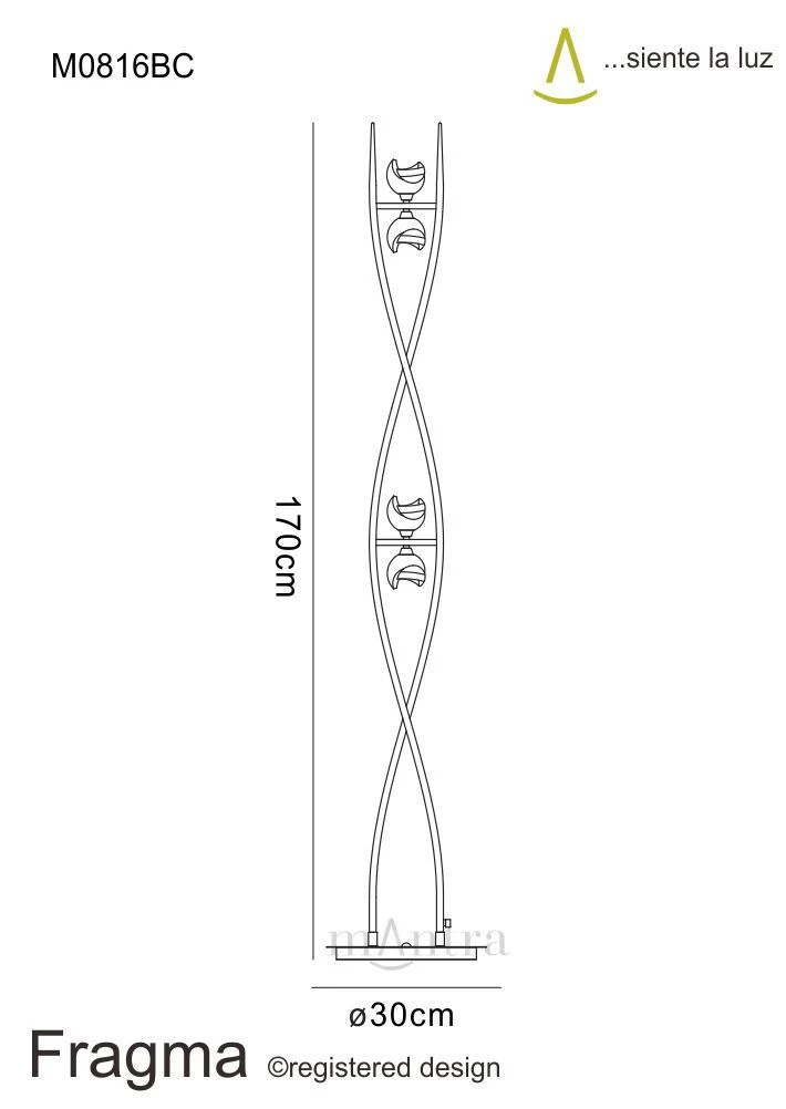 Mantra M0816BC Fragma 170cm Black Chrome Floor Lamp 2 Mantra M0816BC Fragma 170cm Black Chrome Floor Lamp - Image 2