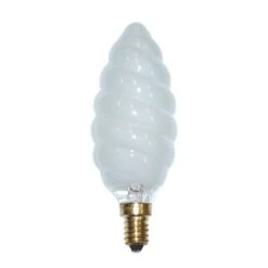 60W 240V SES E14 C45 Twisted Matt Pearl 45x130mm Large Candle Lamp 2,000 Hr