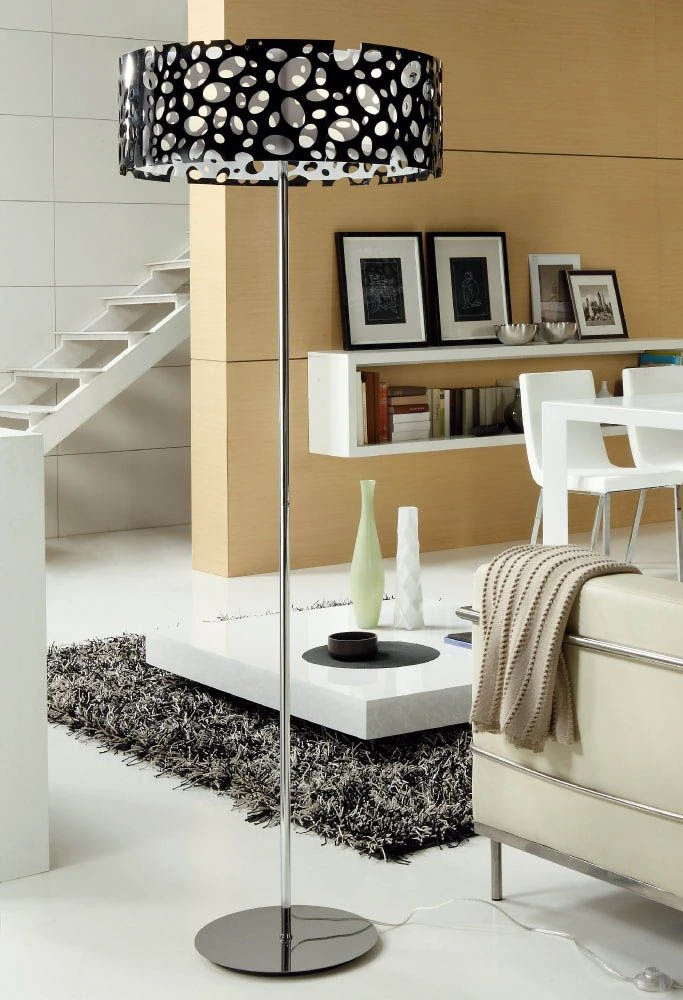 Mantra M1357 Lupin Floor Lamp 4 Light E27, Gloss Black/White Acrylic/Polished Chrome 1 Mantra M1357 Lupin Floor Lamp 4 Light E27, Gloss Black/White Acrylic/Polished Chrome