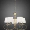 Mantra M1641FG Mara Pendant 5 Light E14, French Gold With Ivory White Shades
