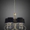 Mantra M1641FG/BS Mara Pendant 5 Light E14, French Gold With Black Shades