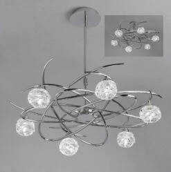 Mantra M3942 Maremagnum Telescopic Semi Flush Convertible 6 Light G9, Polished Chrome