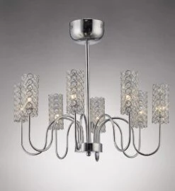 Diyas IL20621 Martina Polished Chrome / Crystal 8 Light Pendant Light