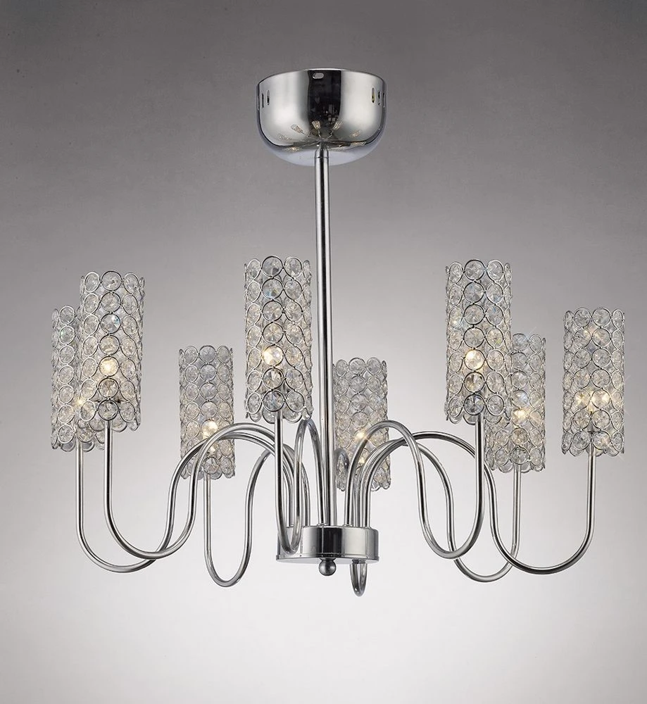 Diyas IL20621 Martina Polished Chrome / Crystal 8 Light Pendant Light 1 Diyas IL20621 Martina Polished Chrome / Crystal 8 Light Pendant Light
