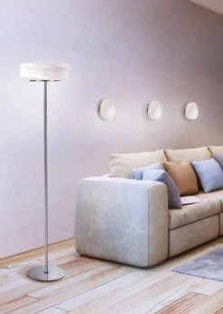 Mantra M3628 Mediterraneo Floor Lamp 2 Light E27, Polished Chrome/Frosted White Glass