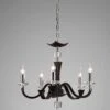 Diyas IL31045 Nardini Polished Chrome/Dark Brown Faux Leather/Crystal 5 Light Pendant Light