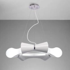 Mantra M1540 Ora Pendant 6 Flat Round Light E27, Gloss White/White Acrylic/Polished Chrome