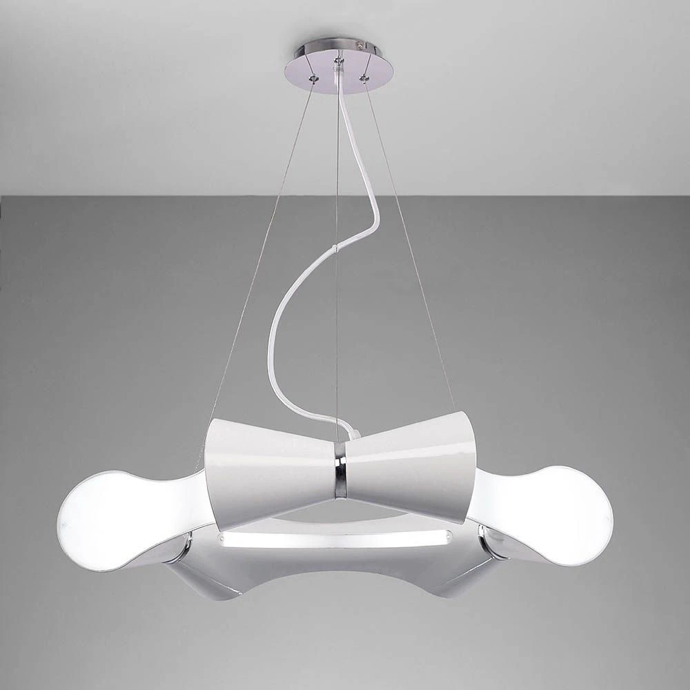 Mantra M1540 Ora Pendant 6 Flat Round Light E27, Gloss White/White Acrylic/Polished Chrome 1 Mantra M1540 Ora Pendant 6 Flat Round Light E27, Gloss White/White Acrylic/Polished Chrome