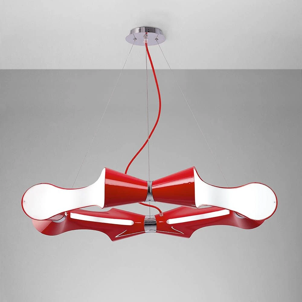 Mantra M1561 Ora Pendant 8 Flat Round Light E27, Gloss Red/White Acrylic/Polished Chrome 1 Mantra M1561 Ora Pendant 8 Flat Round Light E27, Gloss Red/White Acrylic/Polished Chrome