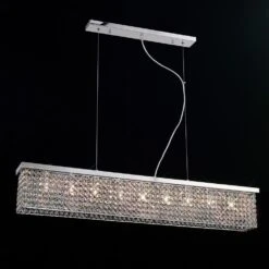 Diyas IL30434 Piazza Polished Chrome/Crystal 9 Light Flush Pendant Rectangular Light