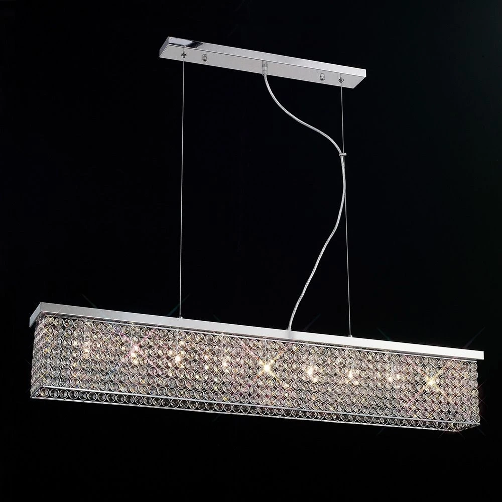 Diyas IL30434 Piazza Polished Chrome/Crystal 9 Light Flush Pendant Rectangular Light 1 Diyas IL30434 Piazza Polished Chrome/Crystal 9 Light Flush Pendant Rectangular Light