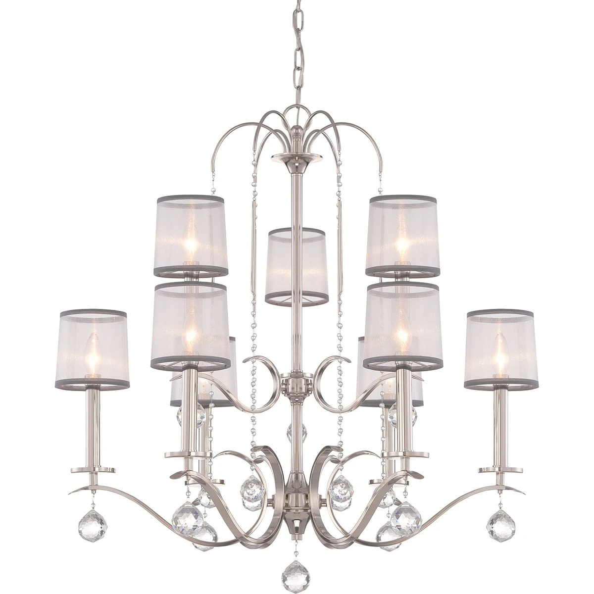 Quoizel QZ/WHITNEY9 Whitney Imperial Silver 9 Light Two Tier Chandelier Light 1 Quoizel QZ/WHITNEY9 Whitney Imperial Silver 9 Light Two Tier Chandelier Light