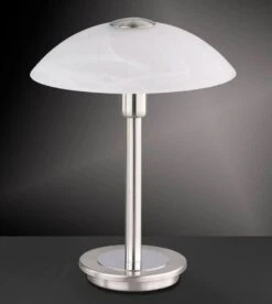Paul Neuhaus 4235-55 Stainless Steel / Alabastor Decor Halogen Touch Table Lamp