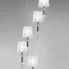 Mantra M3857 Tiffany Pendant 5+5 Light E27 Spiral, Polished Chrome With White Shades & Clear Crystal