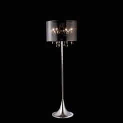 Diyas IL30463 Trace Polished Chrome/PVC /Crystal 4 Light Floor Lamp With Chrome Shade